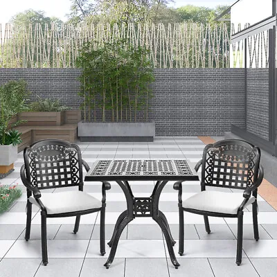 Aluminium Cafe Bistro Set Garden Furniture Table And 2/4 Chairs Patio Cast Black • £89.95