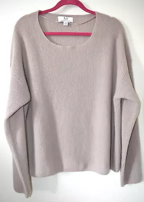 New Magaschoni Cashmere Ribbed Knit Pullover Sweater Size XL. Beige • $55.25