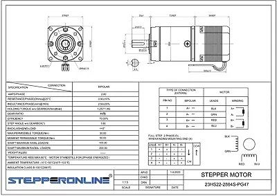 NIB Nema 23 Stepper Motor Bipolar L=56mm W/ Gear Ratio 47:1 Planetary Gearbox • $33.99