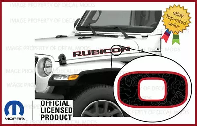 07 - 18 Jeep JK RUBICON Hood Decals Stickers Map Hiking Topo Red Black FJ3H9  • $32.96