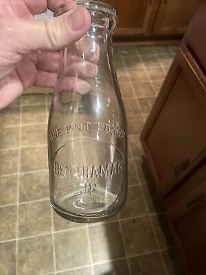 $19.99 • Buy Rare Ben Thaman JR. Embossed Pint Milk Bottle Ohio Bottle??