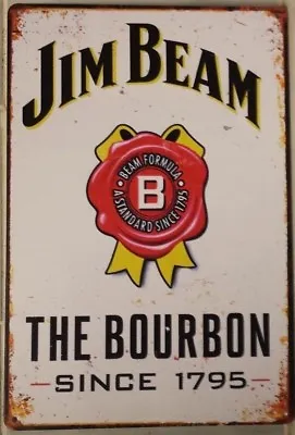 JIM BEAM Garage Rustic Look Vintage Tin Signs Man Cave Shed & Bar Pub Sign • $10