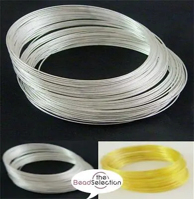 50 COILS LOOPS 65mm BRACELET MEMORY WIRE SILVER / GOLD PLATED JEWELLERY MAKING • £3.19