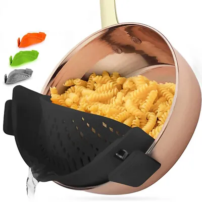 Strainer Clip On Colander Snap Silicone Kitchen Heat Resistant Rinsing Draining • $6.29