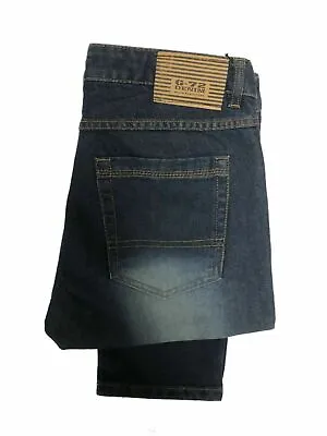 £5.99 • Buy Kids Boys Jeans Trousers Denim Straight Leg Slim Fit Five Pocket Dark Blue Pants