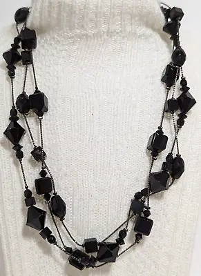 Dabby Reid Black Faceted Floating Glass Bead 16 Inch Necklace With 3  Extension • $18