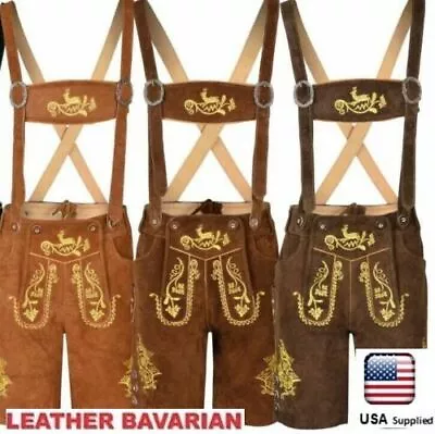 German Bavarian Oktoberfest  Trachten Lederhosen Real Leather Men Matching Short • $69.99