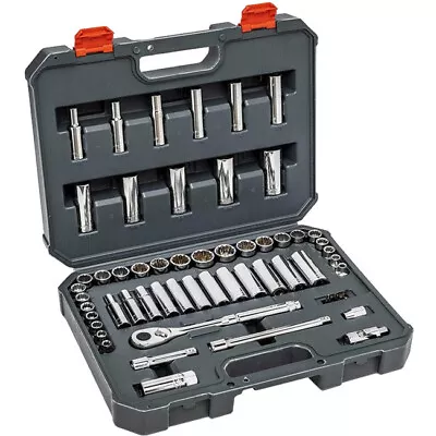 57Pcs 3/8  Chrome Alloy Steel MECHANICS TOOL SET STANDARD & DEEP SAE / METRIC • $138.90