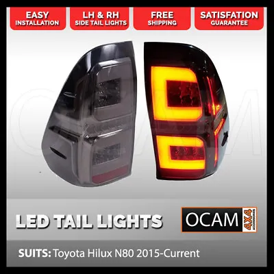LED Tail Lights For Toyota Hilux N80  2015-Current LH & RH Side In Black • $299