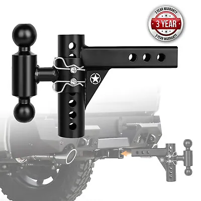 $79.95 • Buy 12500lbs Adjustable 5  Drop/6  Rise Dual Ball Trailer Towing Hitch 2  & 2-5/16 