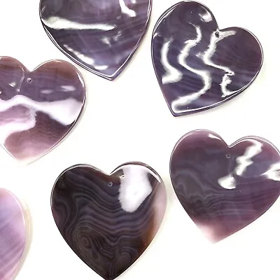2 PC Natural 34mm Purple Wampum Quahog Shell Heart Pendant Beads HQ - NEW DIY • $26.19