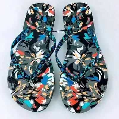 Vera Bradley Women Black Floral Pattern Flip Flops Size 9 • $20