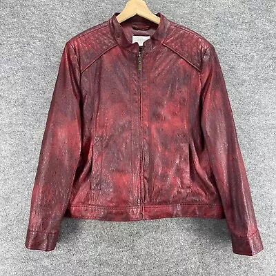 Erin London Jacket Women XL Red Full Zip High Neck Long Sleeve Pockets Lined • $22.16