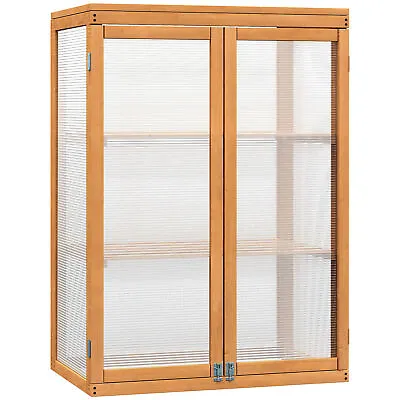 Outsunny 2 Shelves Wooden Cold Frame Grow House Greenhouse Outdoor Plant Storage • £72.99