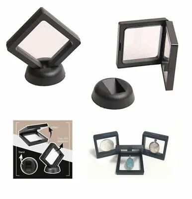 3D Floating Display Frame Commemorative Coins Jewelry Case Stand Holder 7*7cm • £3.23