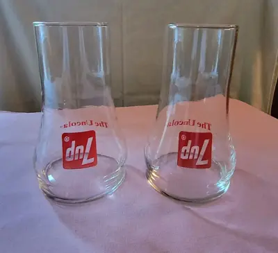 7UP Glasses The  Uncola  Upside Down Drinking Glass  Set Of 2  Vintage Glasses • $8