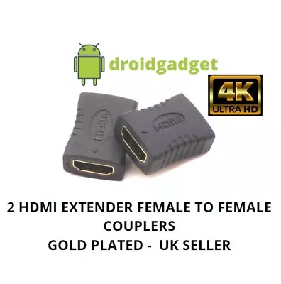 2 Hdmi 4k Extender Adapter Female To Female Coupler Joiner Connector Hdtv • £2.99