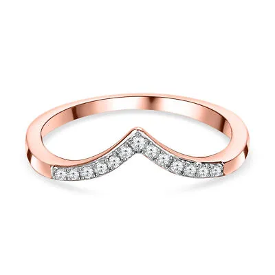 TJC Diamond Wishbone Ring For Women In Rose Gold Over Silver Size H TCW 0.08ct. • £29.99