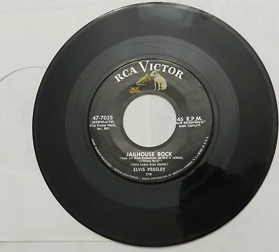 45 RPM Elvis Presley - Jailhouse Rock/Treat Me Nice RCA 47-7035 1957 VG+ • $7