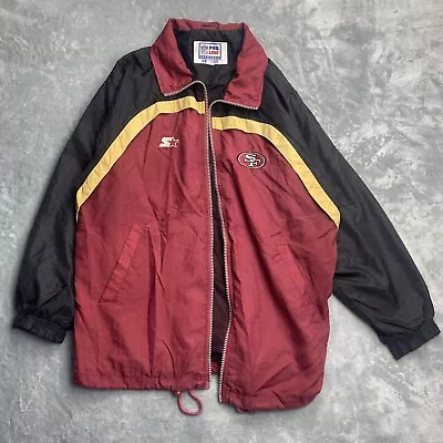 Vintage Pro Line Starter Men's Large Full Zip Polyester Track NFL 49ers Jacket • $18.99
