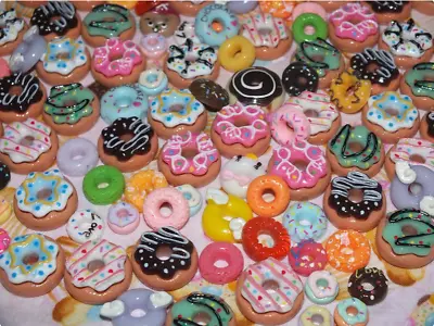 Fake Prop Dolls Food Mixed Iced Donut Candy Resin Flatback Sweets Choose Amount • £3.99