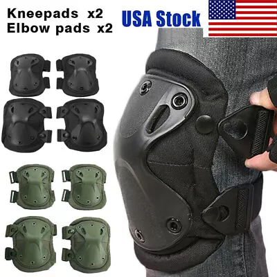 Military Army Elbow Knee Pads Airsoft Tactical Combat Paintball Sport Protection • $10.99