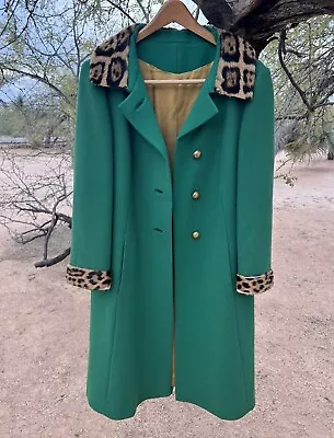 Vintage Saks Fifth Avenue Women’s Emerald Leopard Ponyhair Coat • $695