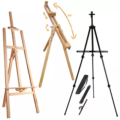 Studio Easel Artist Art Craft Display Easels Pine Wood Wooden Metal • £7.59