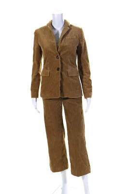 J Crew Womens Two Button Straight Leg Pant Suit Beige Cotton Size 00/0 • $52.45