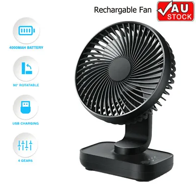 $21.59 • Buy Portable Desk Fan Mini Usb Rechargeable Quiet Cooler Small Table Cooling 4 Speed