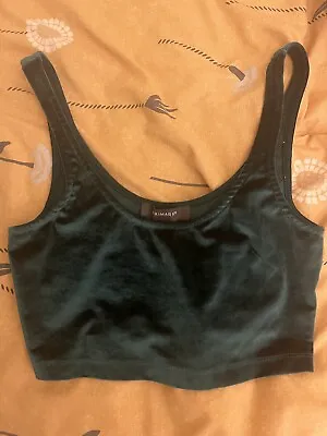 Crushed Velvet Green Crop Sleeveless Top Size XS • £0.99