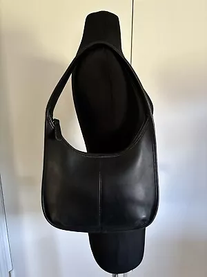 Rare Vintage Coach Ergo 9025 Black Leather Zip Hobo Shoulder Bag • $274