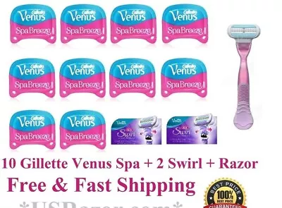 10+2 Gillette Venus Breeze Spa Swirl Razor Blades 12 Refill Cartridge Women Olay • $36.99