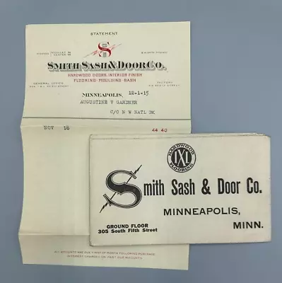 1915 MINNEAPOLIS HARDWOOD Smith Sash & Door Advertising Envelope Invoice Antique • $14