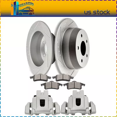 Rear Brake Calipers And Brake Rotors Ceramic Pad For 99-2004 Jeep Grand Cherokee • $164.11