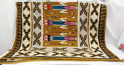 Vtg Native American Navajo Yei Figures Geometric Design Saddle Blanket 51 X 86  • $500