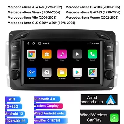 Android12 For MERCEDES BENZ C CLK W203 W209 GPS 7  Radio CarPlay Stereo GPS Navi • $132.99