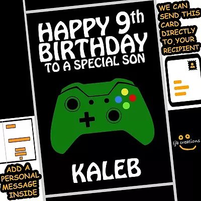 Personalised XBOX CONTROLLER Birthday Card Son Grandson Daughter Gaming Gamer • £2.95