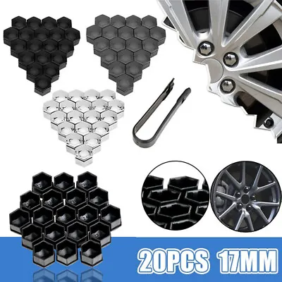 20pcs 17mm Black Wheel Lug Nut Bolt Center Cover Caps & Tool For Audi Skoda VW • $3.09