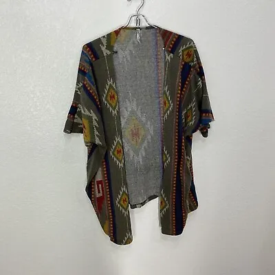 Yahada Aztec Stretch Short Sleeve Open Front Cardigan Womens Size L Multicolor • $5.20