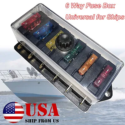 Blade Fuse Box 6 Way Waterproof Fuse Holder Block For Car Boat Bus SUV Universal • $10.99