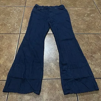 Vintage 70s Wrangler Made In USA Hippie Bell Bottom Denim Jeans Seafarer Size 29 • $99.95
