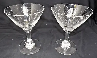 2 Vintage Pottery Barn 8oz Bubble Cocktail Clear Martini Glasses 6 1/8  • $19.50