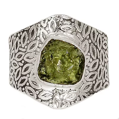 Natural Genuine Czech Moldavite 925 Sterling Silver Ring EN1S S.7 CR38316 • $28.99