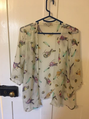 £8.99 • Buy Topshop Oh My Love Bird Feather Kimono Cover Up Sheer Size S Small 10 Top Ivory