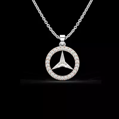Circle Pendant For Women 0.9ct Diamond 925 Sterling Silver Mercedes-BenzNecklace • $44