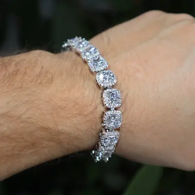 20Ct Men's Round Cut Lab-Created Diamond 14K White Gold Plated Tennis Bracelet • $342.99