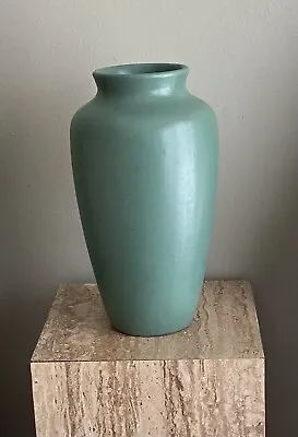 Vintage Norwalk Pottery Matte Green Tall Vase • $99.99