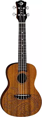 Luna Tattoo Concert Mahogany Ukulele With Gig Bag Satin Natural • $137.58