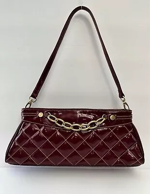 Maxx New York Signature Red Burgundy Quilted Patent Leather Clutch Purse • $22.49